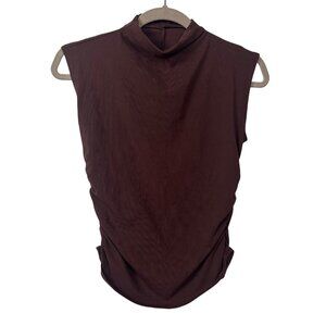 Quince S Sleeveless Mock Neck Tank Top Brown Organic Cotton Blend Natural Fiber